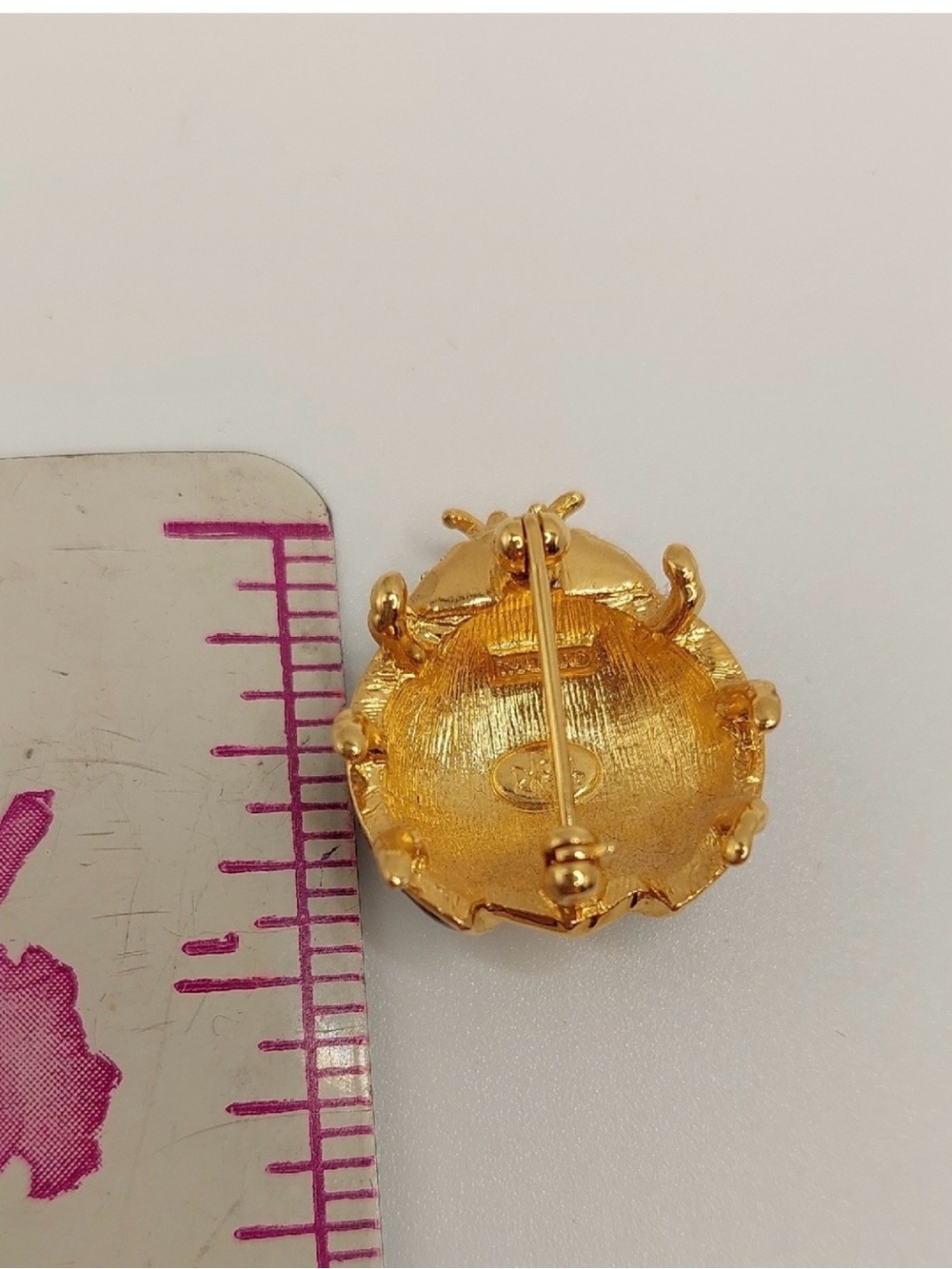 JOAN RIVERS Gold-Tone Black Enamel Pave Rhinestones Ladybug Vintage Brooch Pin - Picture 5 of 6